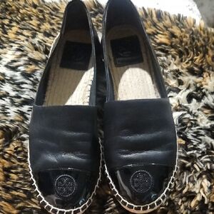 Tory Burch Black Patent Leather Espadrilles